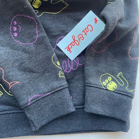 Crew Neck Sweatshirt & Short Set Monster Print Cat & Jack Size 18 Months - Picture 7 of 7